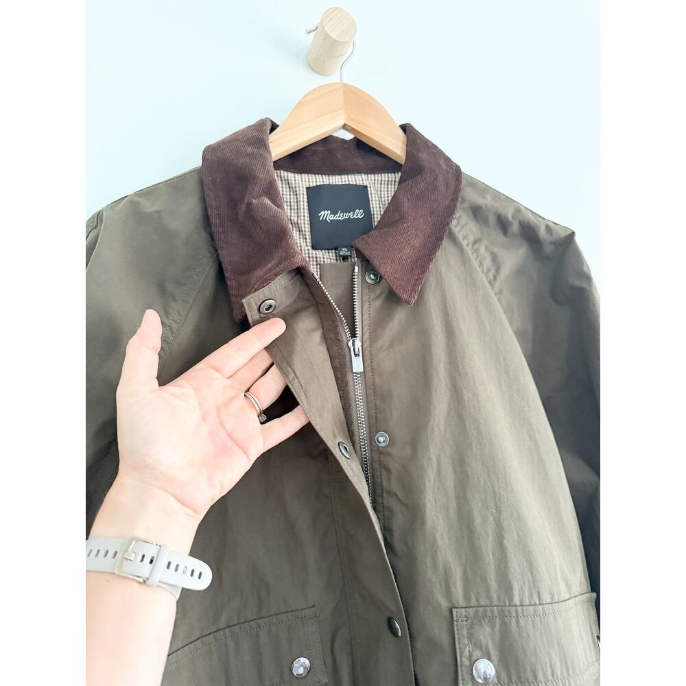 Madewell | NWT Waxed Zip Front Jacket in Trench Green | Sz XL - Picture 5 of 12